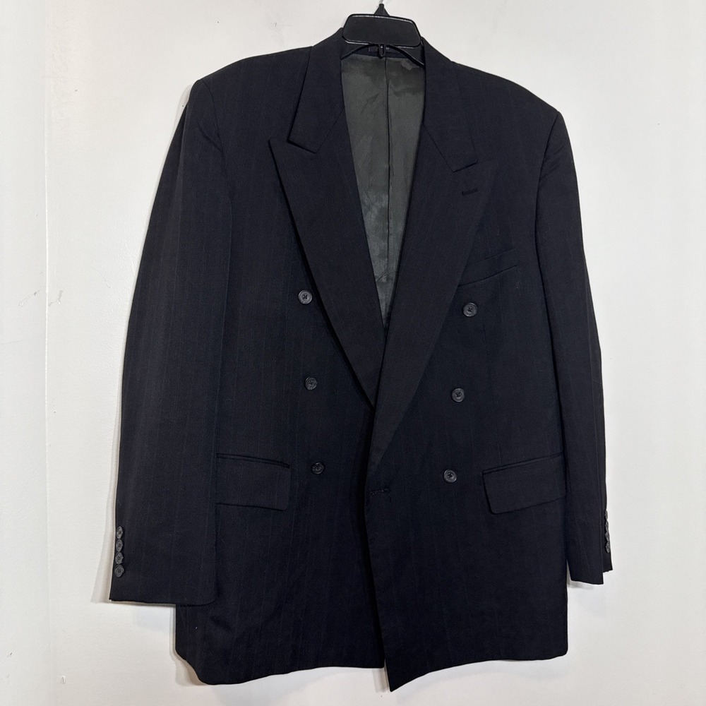 Bowdon‎ Vintage Navy Double-Breasted Pinstriped Blazer 44L